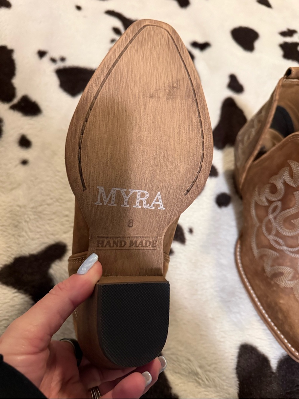 Myra Bag Brown Suede Western Ankle Booties - Picture 2 of 2